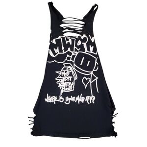 Mid West State of Mind‎ Women's Custom Cut Black Tank Top Small